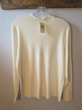 Women's Cream Mock Neck Sweater